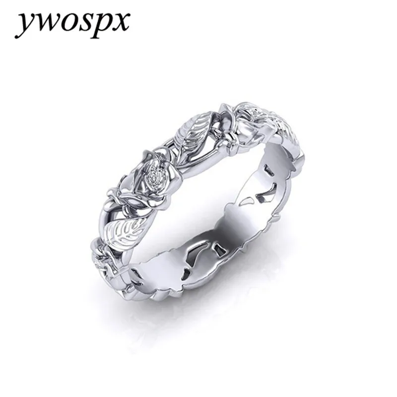 

Simple Flower Ring Silver Color Anel Thin Rings for Women Jewelry Wedding Engagement Anillos Gifts Y30
