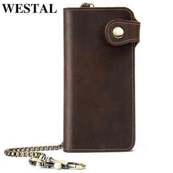 

WESTAL cluth male genuine leather men's wallet long purse for man coin purse men's credit card holder genuine natural leather