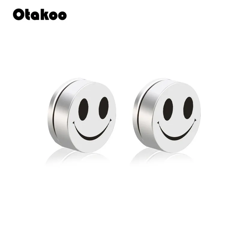 Otakoo модные Мультяшные лица Симпатичные серьги-гвоздики без пирсинга магнит круглые Модные женские и мужские магнитные серьги Brincos Ювелирные Изделия