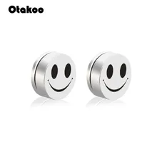 Otakoo модные Мультяшные лица Симпатичные серьги-гвоздики без пирсинга магнит круглые Модные женские и мужские магнитные серьги Brincos Ювелирные Изделия