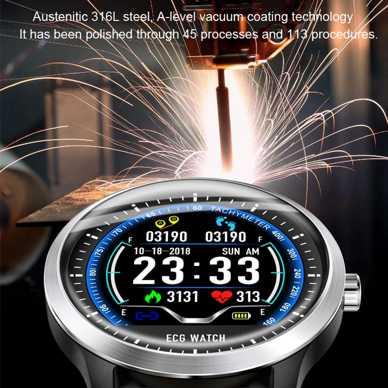 2018 newest HeartRate smartwatch ECG waterproof wrist watch Bluetooth sleep tracker smart clock message reminder for android ios |