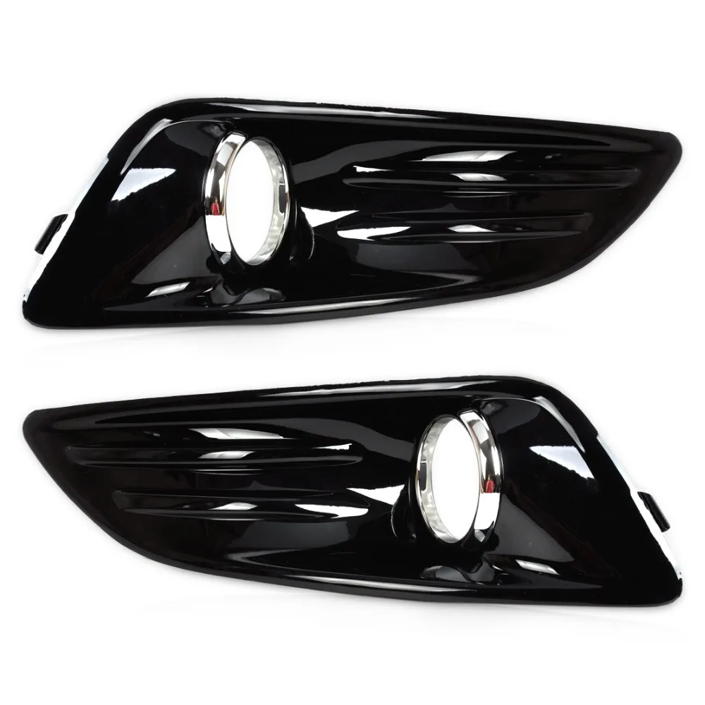 

DWCX 2pcs New Car Black with Baking Finish Front Left + Right Bumper Fog Light Lamp Cover Grille for Ford Fiesta 2013 2014