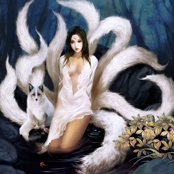 

Full square diamond 5D DIY diamond painting Nine-tailed fox embroidery cross stitch rhinestone mosaic decorative painting gift