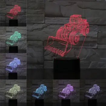 

Scrapper Cart 3D Lamp Illusion RGB Night Light LED Bulb Multi-color Flash Fade Holiday Spading Machine Shovel USB Kid Toy Lava