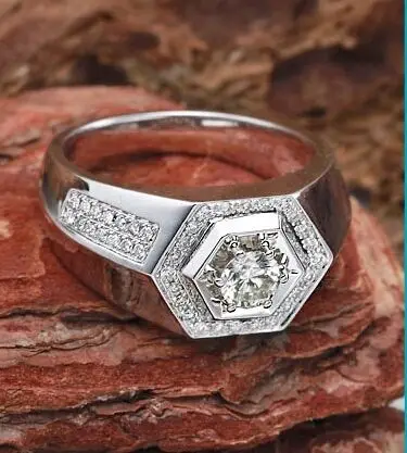 Монументальное 1Ct 6 5 мм тестовое положительное Moissanite мужское кольцо тест