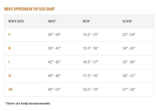 size chart 2 ls shirt