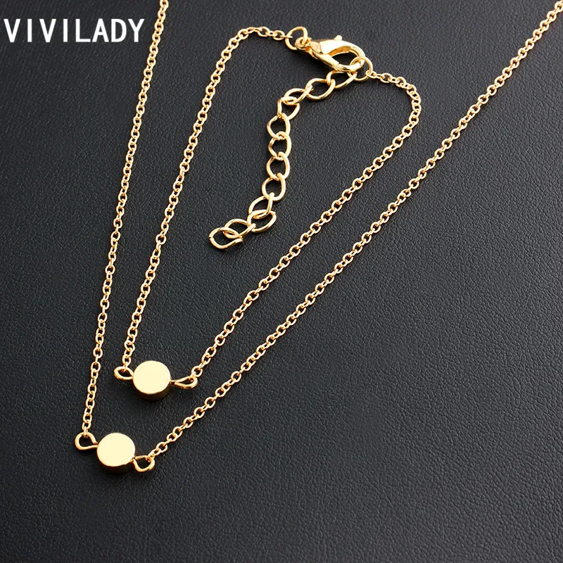 

VIVILADY Trendy Gold Silver Color Metal Chain Copper Alloy Circle Charm Necklaces Bracelet Jewelry Sets for Women Bridal Bijoux
