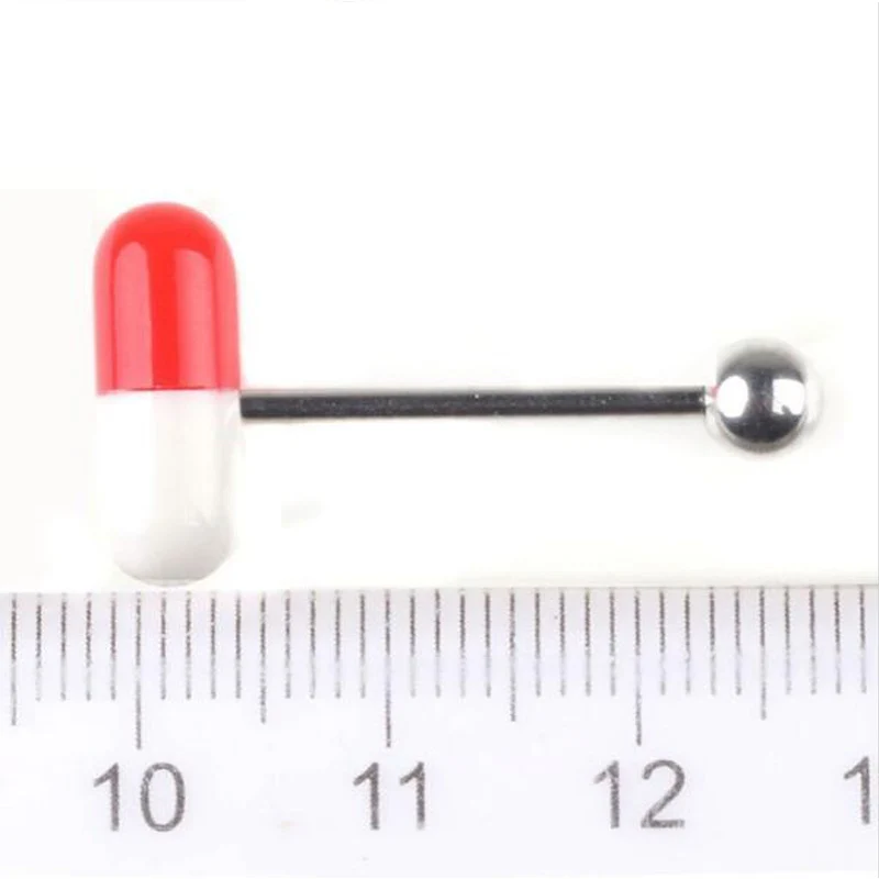 1 Piece Unique Capsule Pills Design Acrylic Tragus Piercing 1.4*19mm Surgical Stainless Steel Body Piercing Tongue Rings - Image 4