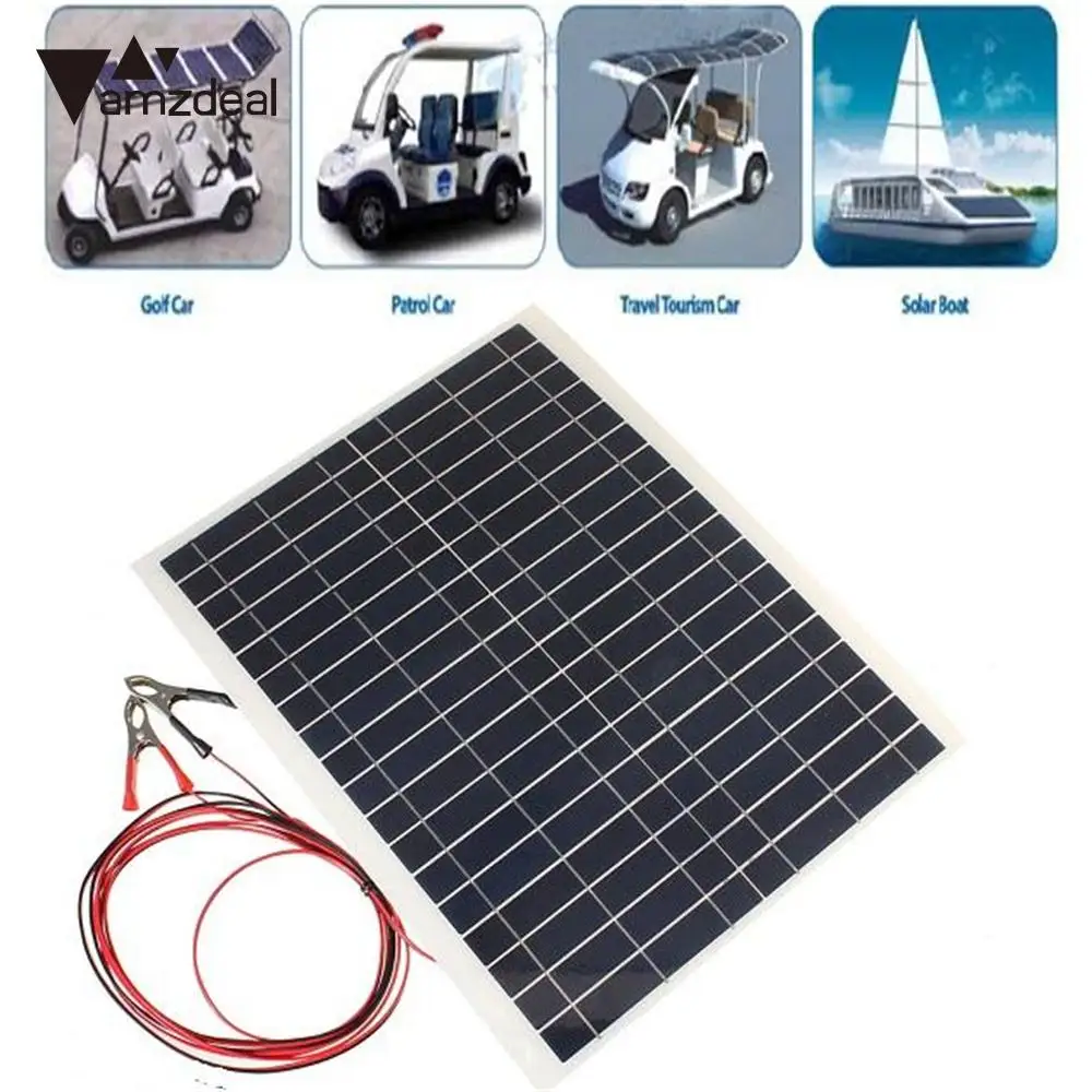 

Amzdeal Efficiency 12v 20w Sun Power Bank Soft Flexible Solar Panel Cable Clip Tool Solar Cells Outdoor Phone Charger