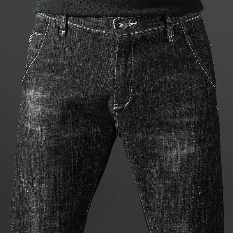 UMMEWALO черные Стрейчевые обтягивающие мужские джинсы повседневные джинсовые джинсы мужские зауженные хлопковые качественные джинсы брюки