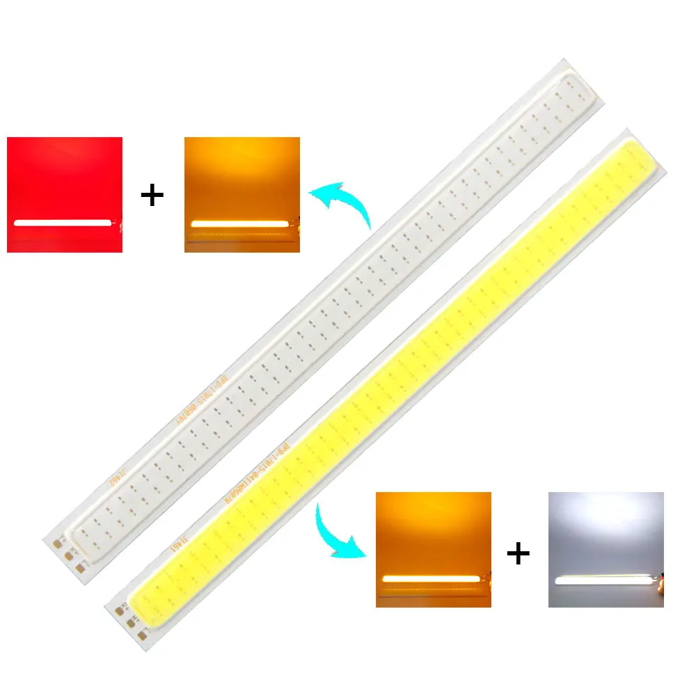 

170*15MM Double Color LED COB Strip Light for DIY Car Decor Lighting 2W 12V LED Bulb 170MM Diode COb Chip Red White Orange Color