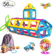 56 pcs Tamanho Grande Desenhador Magnético Blocos de Construção & Tiles Jogo Brinquedos Educativos De Construção De Brinquedos Magnéticos Para Crianças Presentes