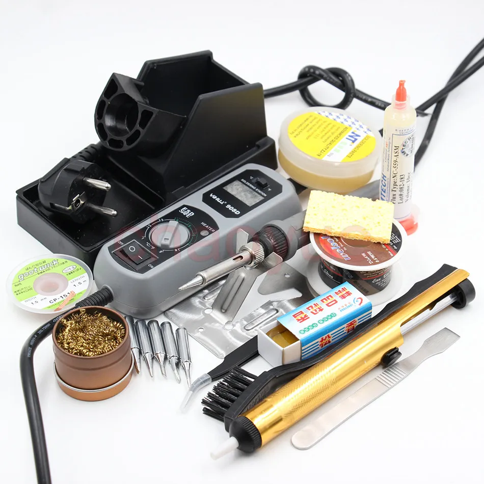 

YIHUA 908D 220V & 110V 60W Heated iron LED Digital Display Soldering Station Iron +Iron stand solder