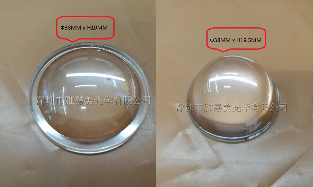 

high transmittance glass lens Diameter 38MM, Height 19.5MM and 10MM plano-convex lens , optical Convex led lens