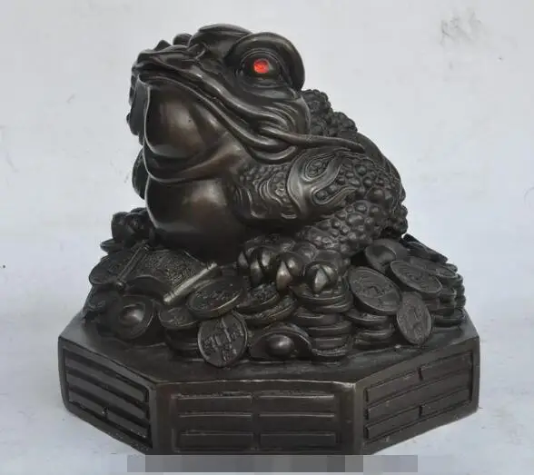 

S6604 china bronze fengshui Auspicious wealth yuanbao money Golden Toad statue