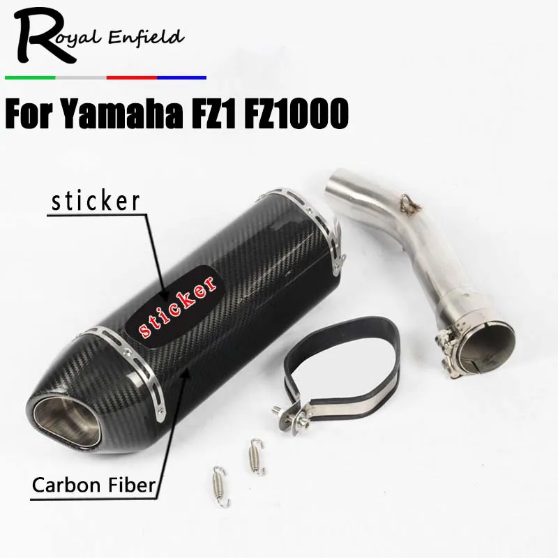 

FZ1N Slip On For Yamaha FZ1 FZ1000 Motorcycle Exhaust Muffler Set with Middle Pipe Connector Link Pipe Tube 51mm Carbon Escape