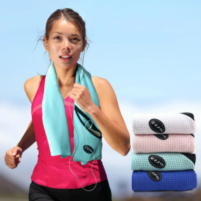 Microfiber Sports Exercise Sweat Summer Towel Quick Dry with Pocket
