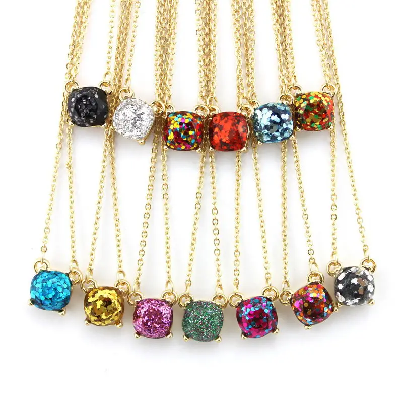 

Wholesale Kate Small Square Glitter Necklace Choker Female Fashion Party Necklace Pendant Jewelry
