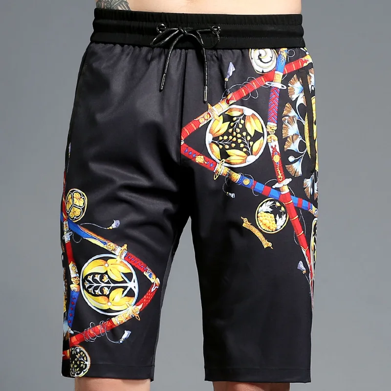 Летние мужские шорты бермуды с 3d принтом, эластичные, на завязках, короткие, для бодибилдинга, средней длины, мужские повседневные шорты, одежда для фитнеса