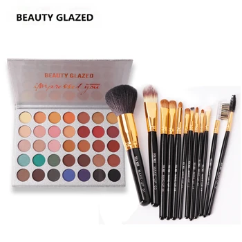 

BEAUTY GLAZED Brand Natural Eyeshadow Palette with Brush Luminous Long-lasting Matte Eyeshadow Shimmer Cosmetics 35 Colors In1