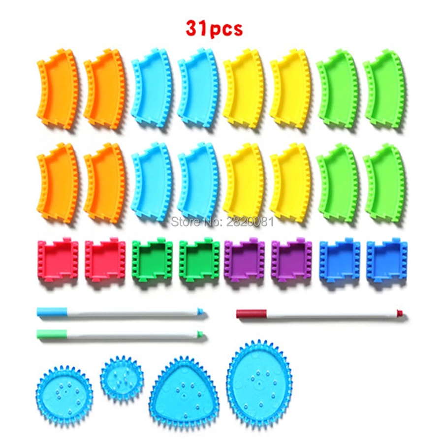 Спирограф rail собрать набор для рисования 31 шт. краски окраски игры, творческие спиральные конструкции образовательные интерес трек игрушки для рисования