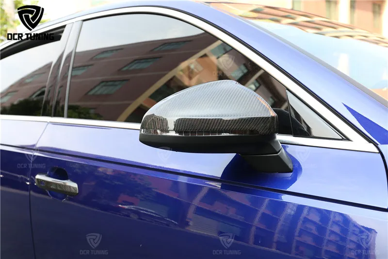Углеродного волокна зеркало заднего вида Обложка для Audi B9 A4 S4 A5 S5-на карбоновое зеркало стороне крышки Замена Стиль и добавить на Стиль