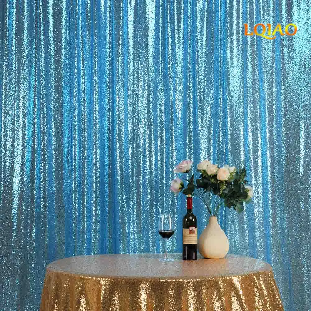

96x96inch Sequin Backdrop Curtain Shimmer Sequin Fabric Photography Backdrop-8x8 Wedding Photo Booth Party Decoration-Turquoise
