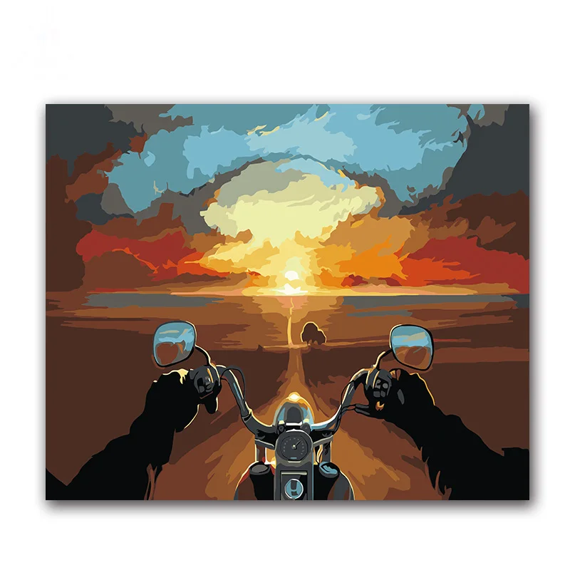 

Coloring by numbers Abstract Landscape Distance sky Riding a motorcycle pictures Paintings drawing paints with colors