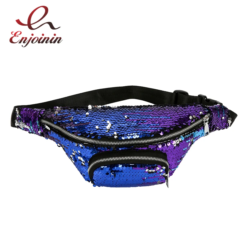 

Personalized Fashion Gradient Color Sequins Stitching Pu Leather Female Purse Zipper Bag Women's Bag Waist Leg Bag Waist Packs