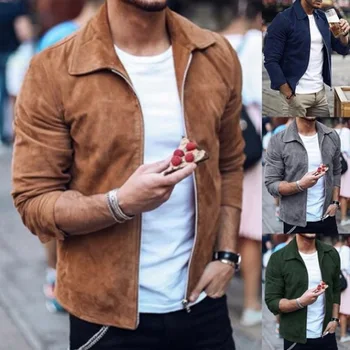 

MoneRffi 2019 New Men Fashion Jackets Slim Fit Outwear Jacket Winderbreaker Suede Jackets Coats Motorcycle Streetwear