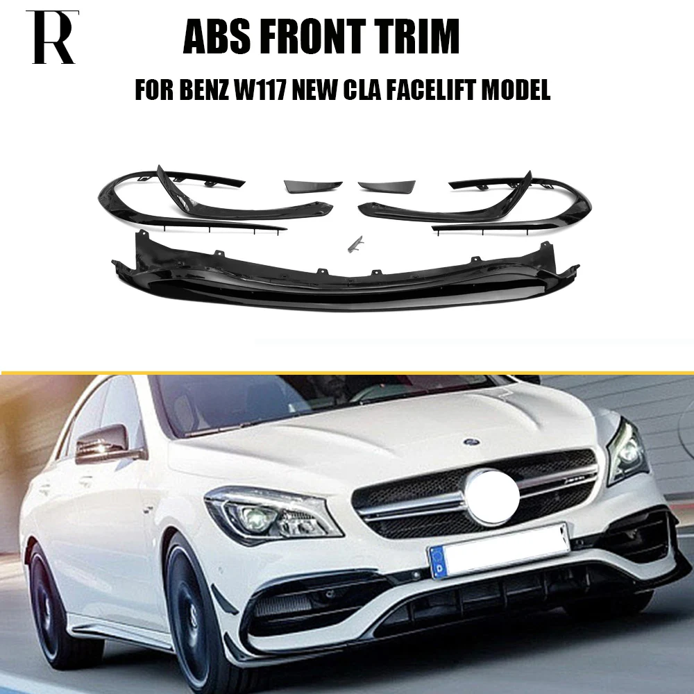 

Cla45 Style ABS Front Lip Spoiler with Side Splitter Canards Apron for Benz W117 New Cla200 CLA260 CLA45 AMG Facelift 2017 UP
