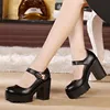 Zapatos de plataforma de tacón de bloque para mujer, calzado de oficina, zapatos Mary Jane, primavera y otoño, 2022 ► Foto 3/6