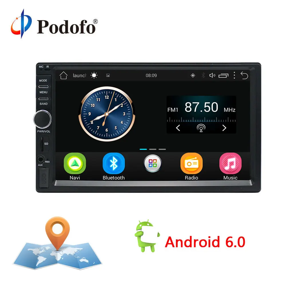 Podofo 2 Din Android font b Car b font font b Radio b font Stereo 7