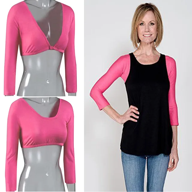 NEW Fashion Plus Size Seamless Arm Shaper Short Cropped Navel Mesh