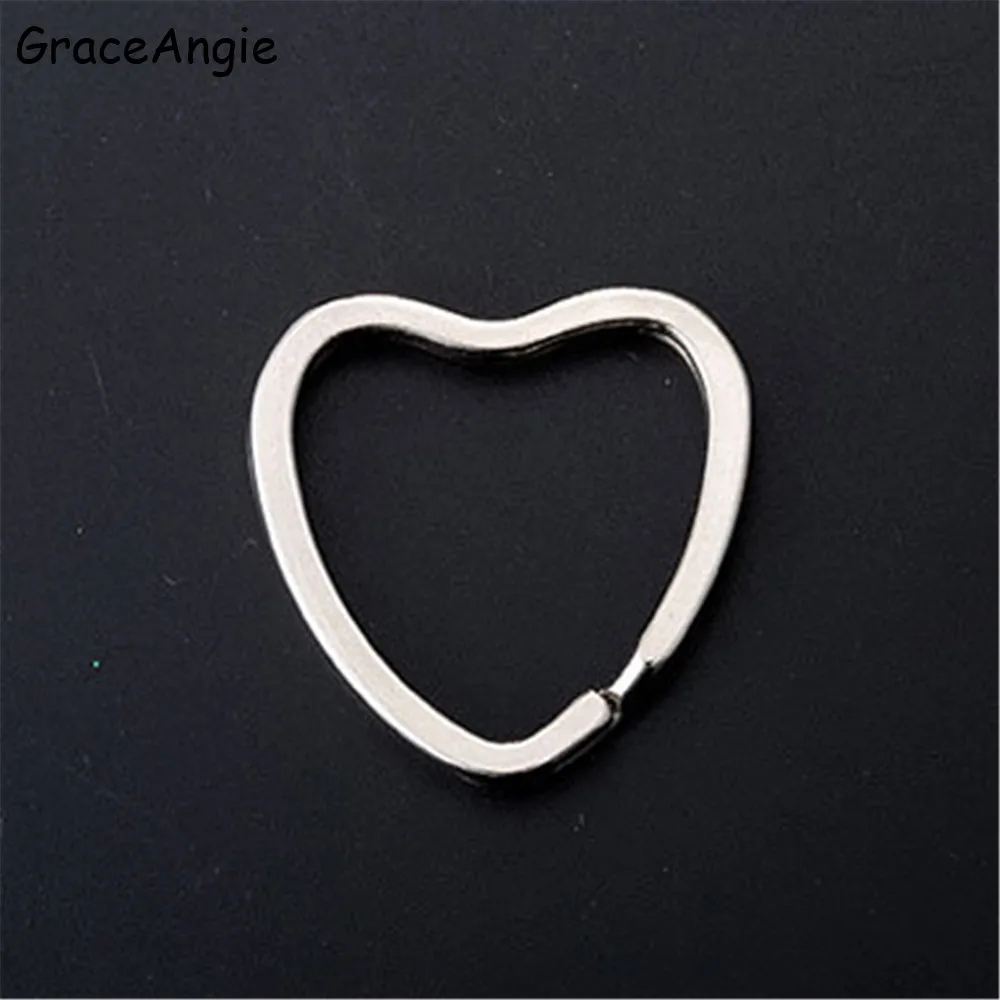 Heart GraceAngie 10 шт. новые железные Цепочки Кольца Для Ключей сердечко серебряного цвета в форме звезды соединенный сплав держатель для ключей фурнитура Аксессуары для DIY - Цвет: Heart