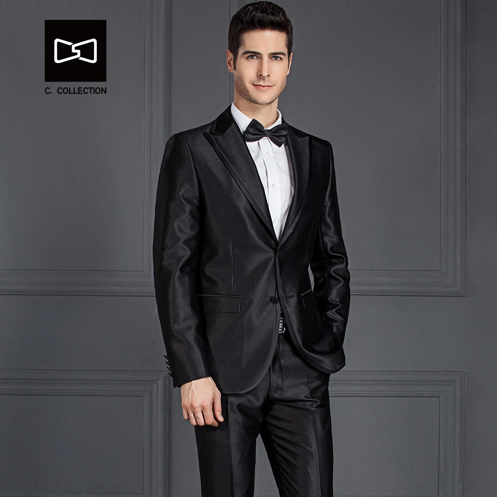 

Tailor-made Black Shinning Suit Men Slim fit Groom Wedding Suit Men Blazer Tuxedo 2 Pieces No.SZ160Y9
