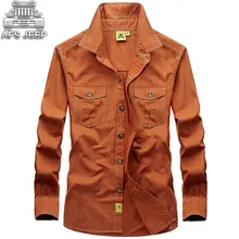 Осенняя мужская блуза AFS JEEP размера плюс M-5XL, хлопок, армейские военные удобные повседневные рубашки с длинным рукавом