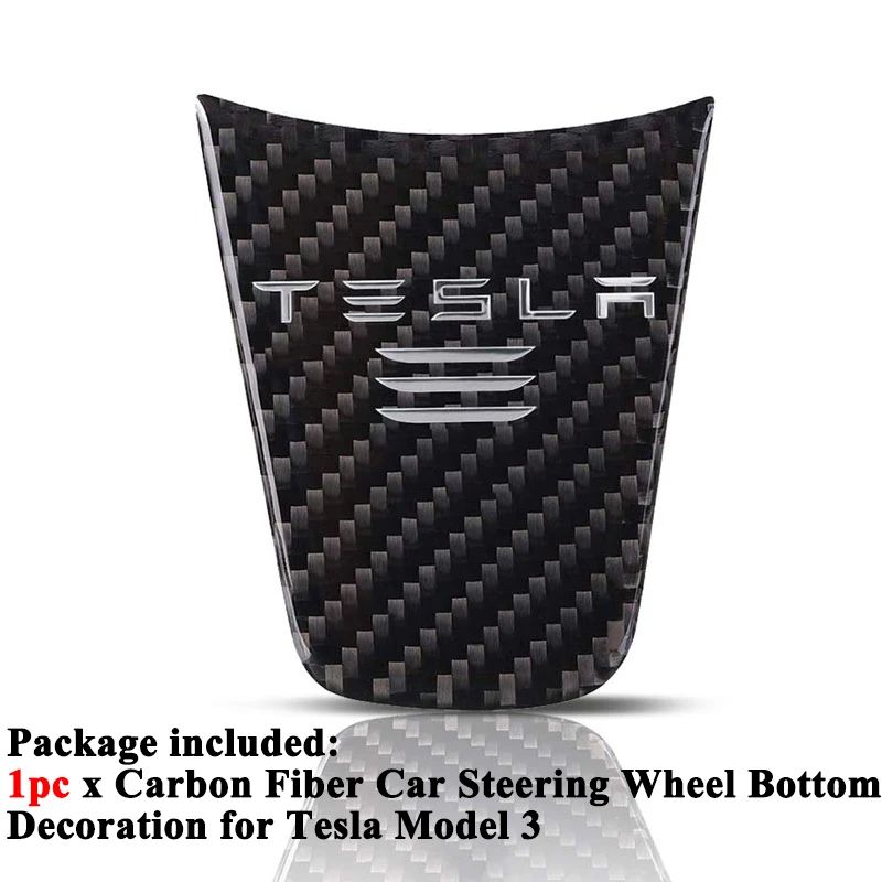 1 шт. Спортивное Настоящее углеродное волокно украшение рулевого колеса автомобиля Нижняя крышка логотип наклейка Стайлинг Аксессуары для Tesla модель 3 - Название цвета: For Model 3