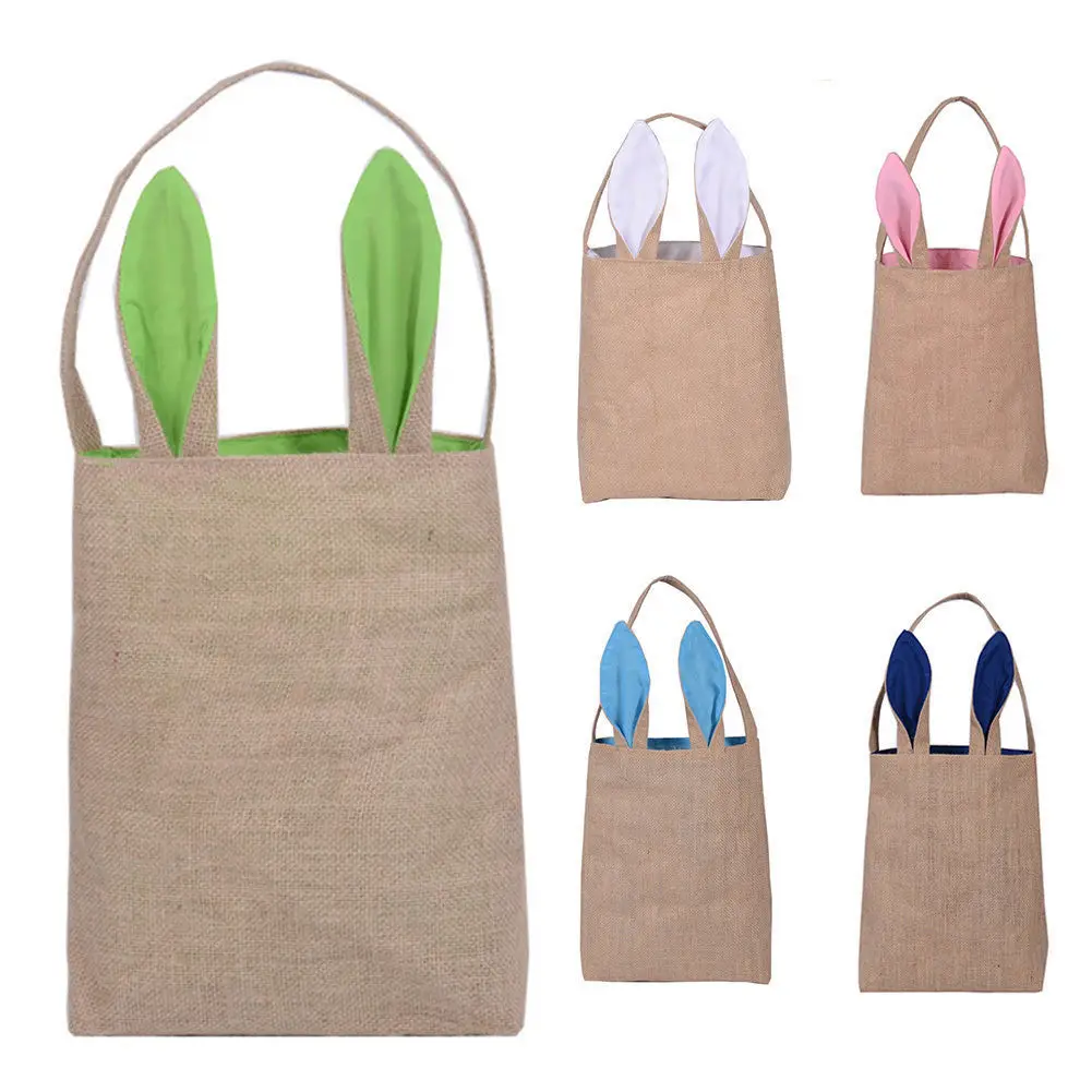 2018 Brand New Cute Cotton Linen Easter Egg Bag Rabbit Bunny Ear Tote Storage Bags | Дом и сад