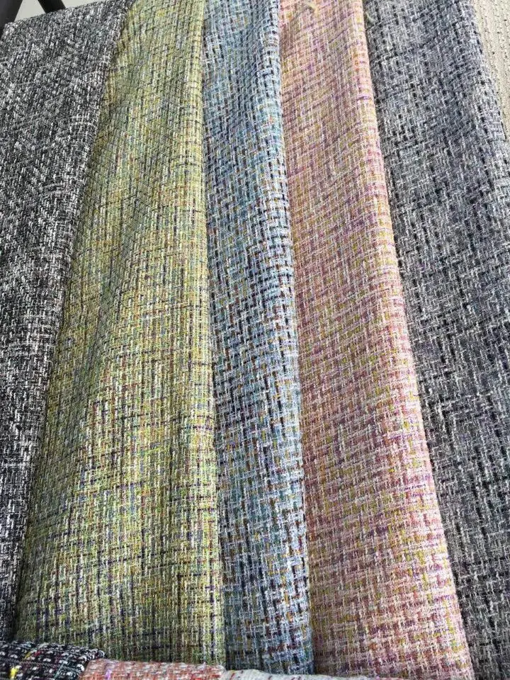 

free ship tweed fabric colorful line weaved 5 colors for choice pattern price for 1meter 150cm wide