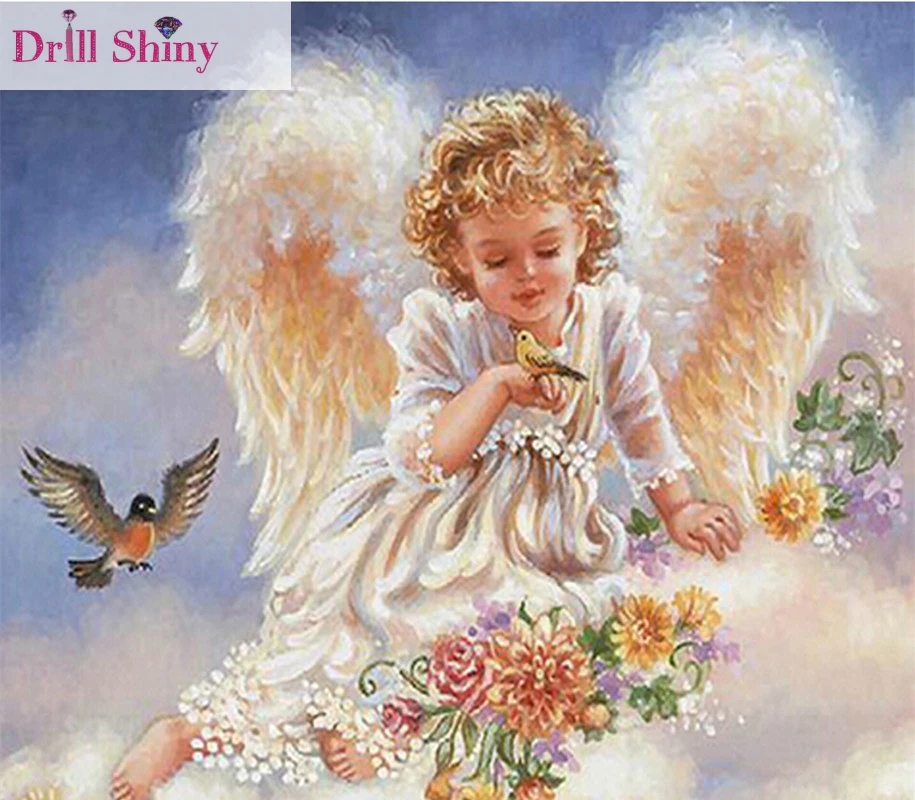 

5D diy diamond painting Angle Baby picture cross stitch wall sticker full square drill diamond ribbon embroidery crafts