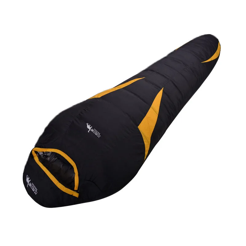1000g Yellow Black Открытый Пеший Туризм Отдых путешествия сверхлегкий Подпушка 3 цвета Водонепроницаемый Спальные мешки утка Подпушка взрослых мумия Утепленная одежда Спальные мешки - Цвет: 1000g Yellow Black