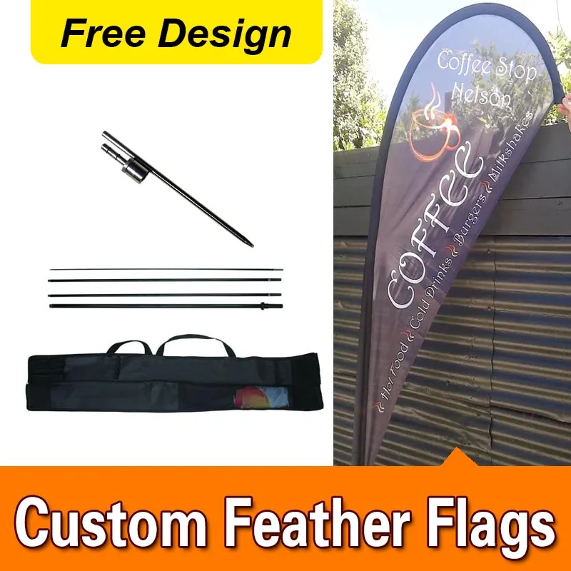 

Free Design Free Shipping Double Sided Inground Spike Teardrop Flags Banners Signs Advertising Open Feather Flags Printed Feathe