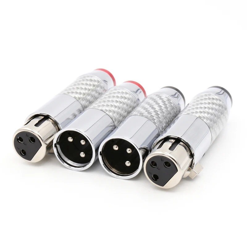 2 комплекта/4 шт. гнездовой разъем XLR 3 контактный для микрофона из углеродного