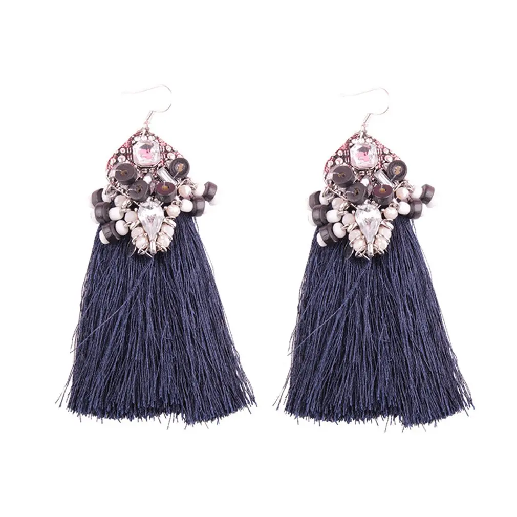 Handmade Bohemian Exaggerate Long Tassel Earrings Vintage Fashion