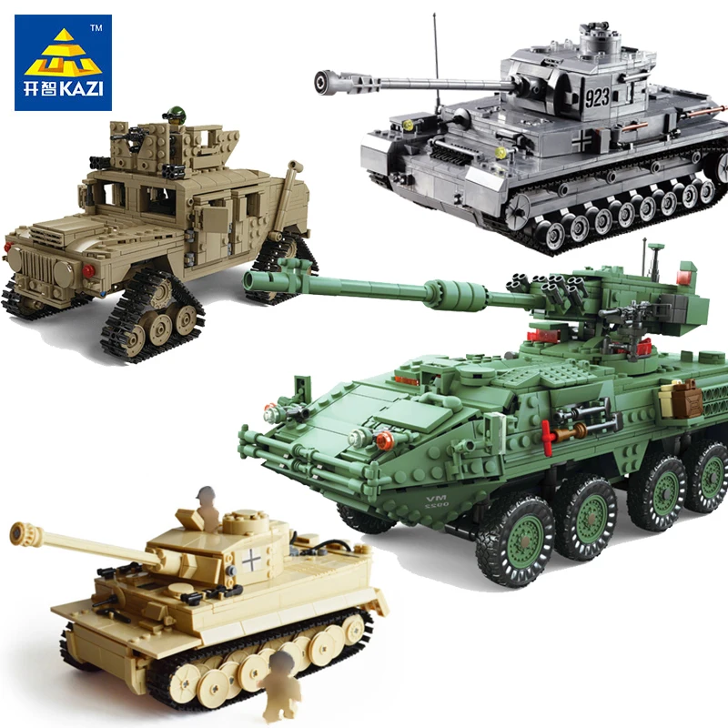 

KAZI New Theme Military Tank Model Building Blocks DIY Assembly Toys Educational Blocks Toys For Children