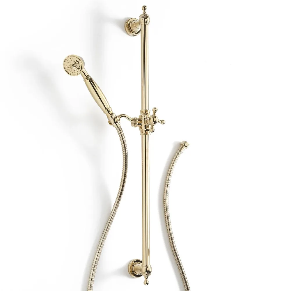 Premium Round Solid Brass Golden Shower bathtub adjustable slide bar