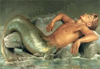 

The Abstract Art of Old Painter's Original Hand Painting on Canvas: Charm Art ，Male Mermaid 24x36 ， Free Shipping
