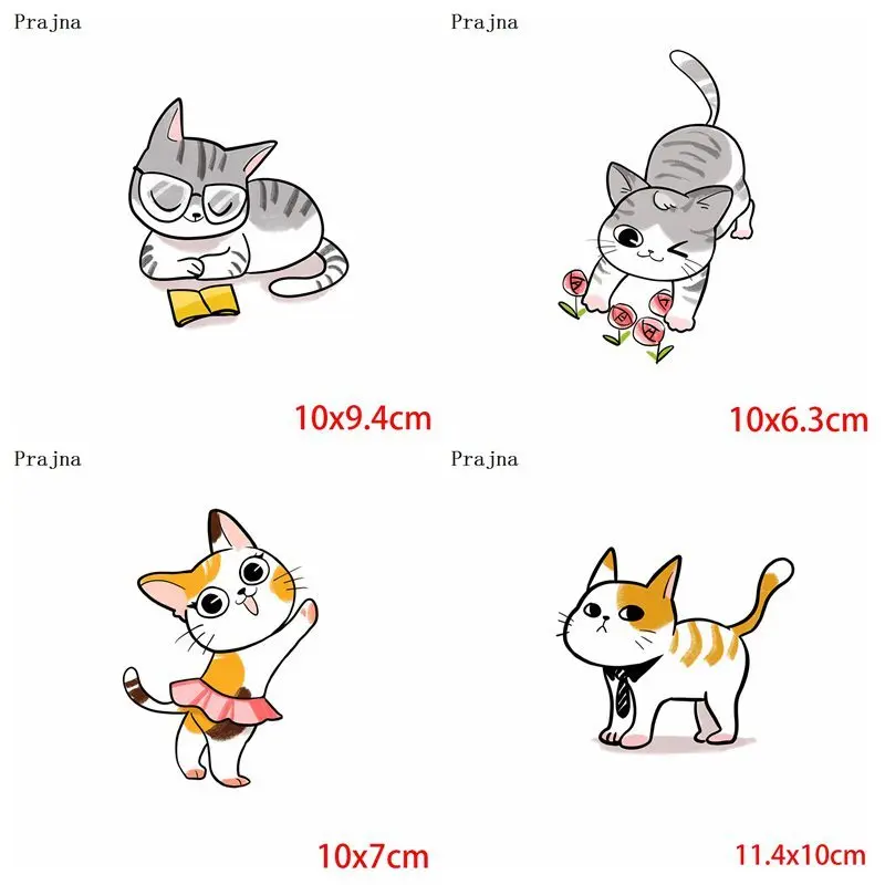 Prajna, Мультяшные животные, кошка, собака, термо-наклейки на одежду для детей, футболка