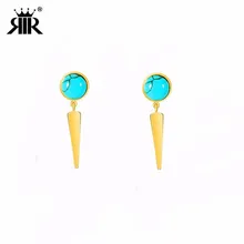 RIR, серьги-гвоздики из нержавеющей стали, золотые, геометрической формы, круглые, бирюзовые, креативные женские серьги, ювелирные изделия, подарки